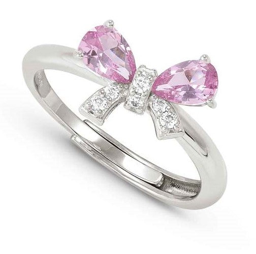 SHINE ME UP ring in 925 silver and cubic zirconia White/Pink Bow