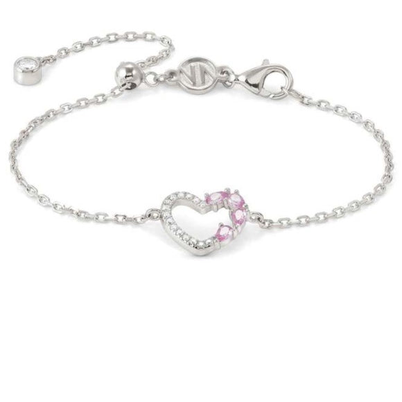 SHINE ME UP bracelet in 925 silver and cubic zirconia White/Pink Heart