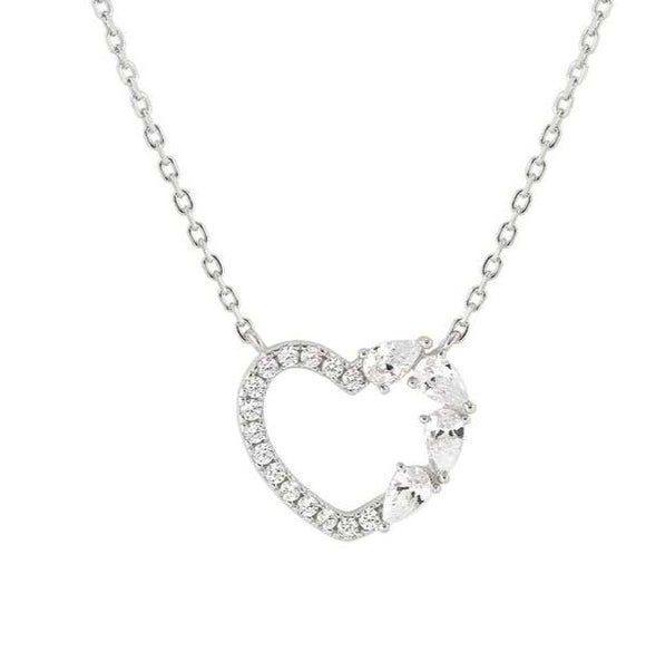 SHINE ME UP necklace in 925 silver and cubic zirconia White Heart