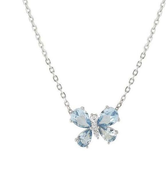 SHINE ME UP necklace in 925 silver and cubic zirconia White/Light Blue Butterfly