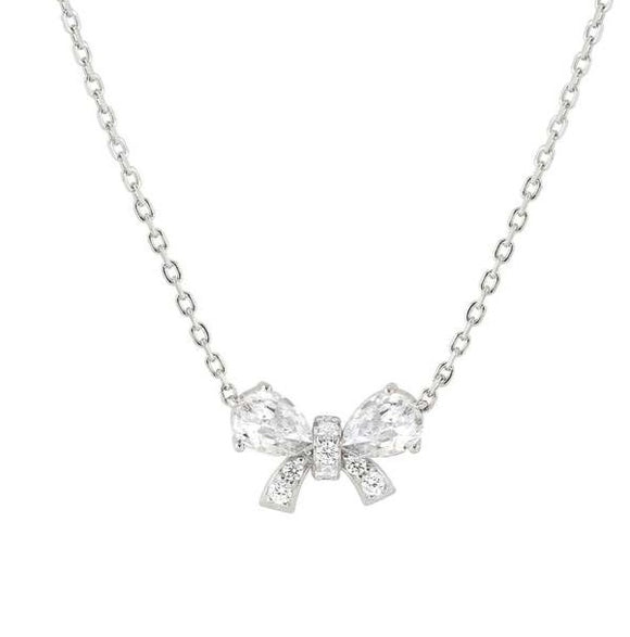 SHINE ME UP necklace in 925 silver and cubic zirconia White Bow