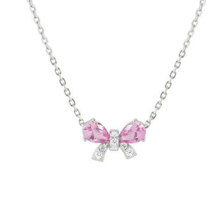 SHINE ME UP necklace in 925 silver and cubic zirconia White/Pink Bow