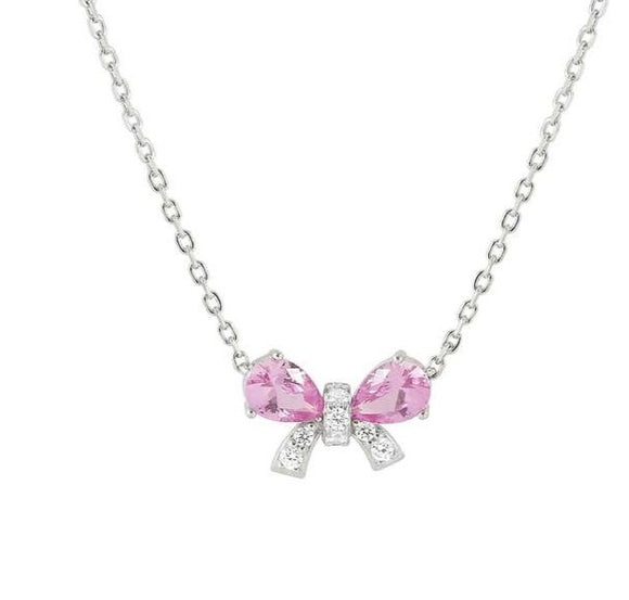 SHINE ME UP necklace in 925 silver and cubic zirconia White/Pink Bow