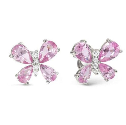 SHINE ME UP earrings in 925 silver and cubic zirconia White/Pink Butterfly