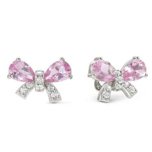 SHINE ME UP earrings in 925 silver and cubic zirconia White/Pink Bow