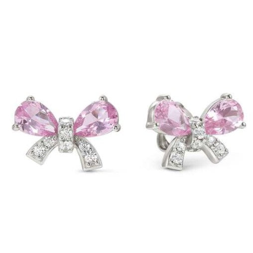 SHINE ME UP earrings in 925 silver and cubic zirconia White/Pink Bow