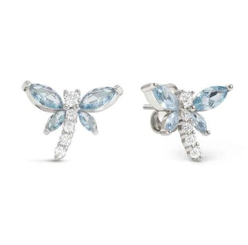 SHINE ME UP earrings in 925 silver and cubic zirconia White/Light Blue Dragonfly