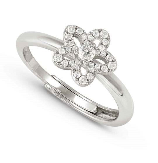 SWEETMADAME ring in 925 silver and cubic zirconia pavè Flower