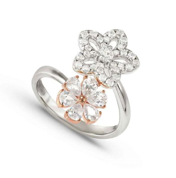 SWEETMADAME ring in 925 silver and cubic zirconia 2 symbols Rose Gold Flower Size 11