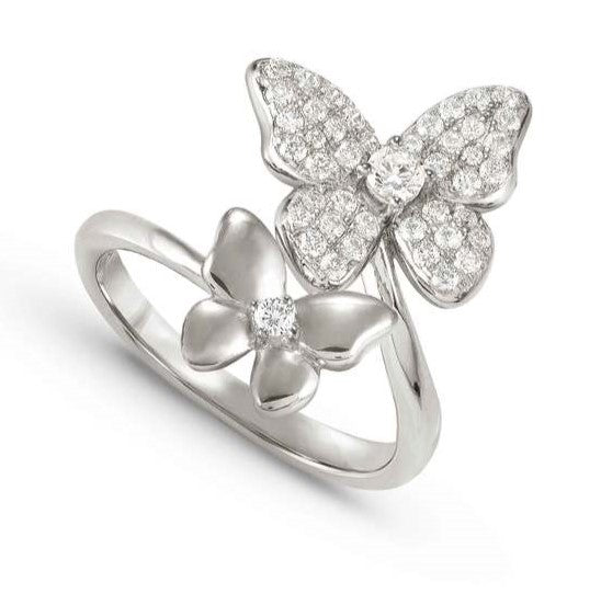 SWEETMADAME ring in 925 silver and cubic zirconia 2 symbols Butterfly Size 15