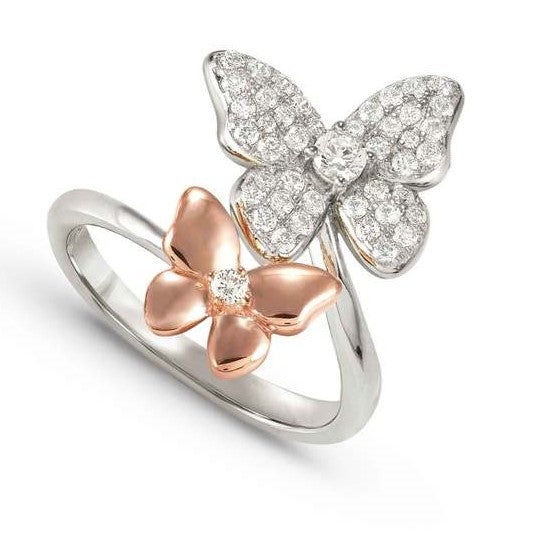 SWEETMADAME ring in 925 silver and cubic zirconia 2 symbols Rose Gold Butterfly Size 11