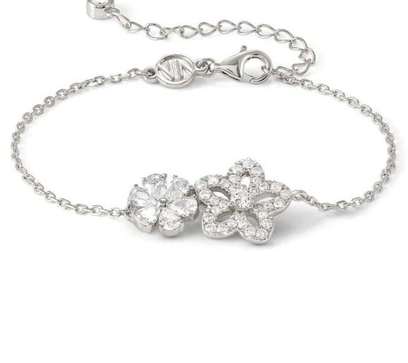 SWEETMADAME bracelet in 925 silver 2 symbols and cubic zirconia Flower