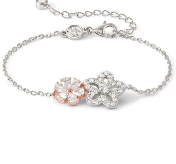 SWEETMADAME bracelet in 925 silver 2 symbols and cubic zirconia Rose Gold Flower