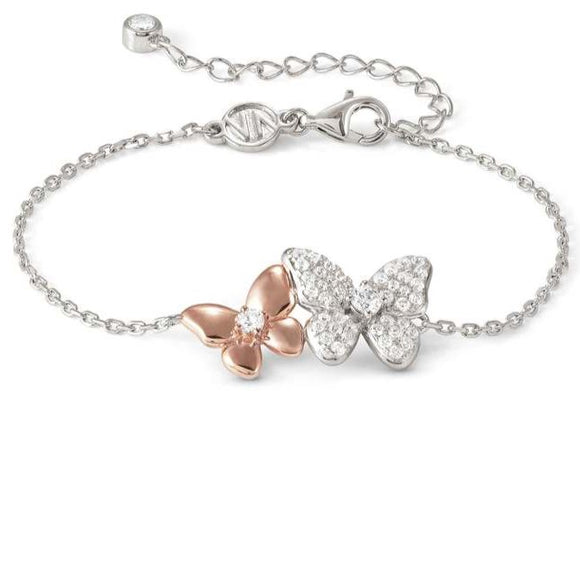 SWEETMADAME bracelet in 925 silver 2 symbols and cubic zirconia Rose Gold Butterfly