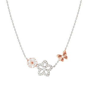 SWEETMADAME necklace in 925 silver 3 symbols and cubic zirconia Rose Gold Mixed