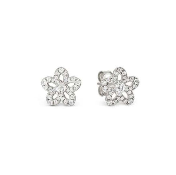 SWEETMADAME earrings in 925 silver and cubic zirconia pavé Flower