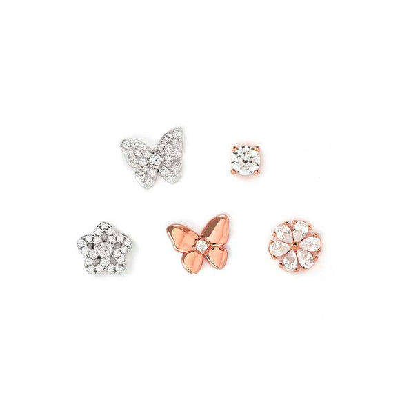 SWEETMADAME earrings set in 925 silver and cubic zirconia Rose Gold Mixed