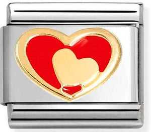 030283/28 Classic S/steel, enamel & 18k gold Red Heart with Gold Heart