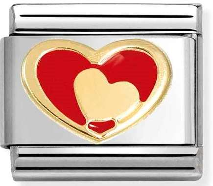 030283/28 Classic S/steel, enamel & 18k gold Red Heart with Gold Heart