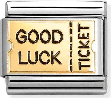 030284/72 Classic PLATES steel , enamel, 18k gold Good Luck Ticket