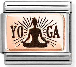 430111/31 Classic PLATES (IC) steel and 9k rose gold Yoga meditation