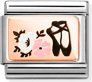 430204/05 Classic  steel, enamel,9k gold Ballet Shoes