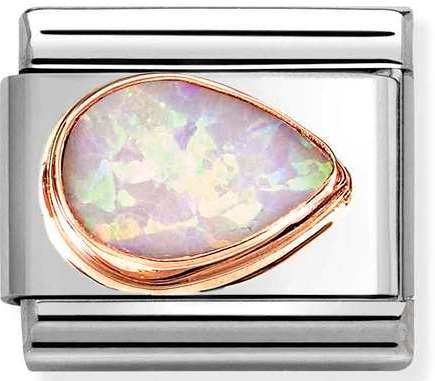 430514/38 Classic FACETED STONES DROP RIGHT, steel & 375 gold PINK OPAL