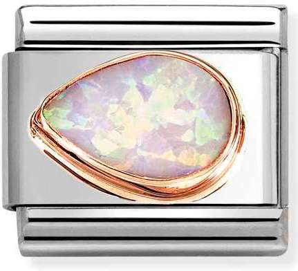 430513/38 Classic FACETED STONES DROP LEFT, steel & 375 gold PINK OPAL