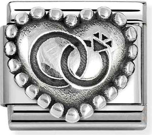 330101/90 Classic OXIDIZED SYMBOLS in st.steel  925 silver Wedding Rings heart