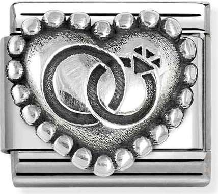 330101/90 Classic OXIDIZED SYMBOLS in st.steel  925 silver Wedding Rings heart