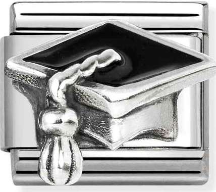 330204/32 Classic ,S/steel, enamel , 925 sterling silver Graduation Hat