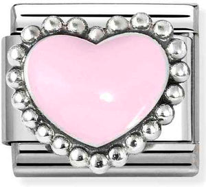 330204/33 Classic SYMBOLS in stainless steel, enamel and 925 sterling silver Pastel pink raised heart