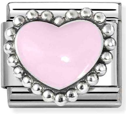 330204/33 Classic SYMBOLS in stainless steel, enamel and 925 sterling silver Pastel pink raised heart