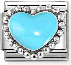 330204/34 Classic SYMBOLS in stainless steel, enamel and 925 sterling silver Blue raised heart