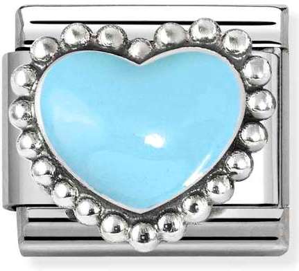 330204/34 Classic SYMBOLS in stainless steel, enamel and 925 sterling silver Blue raised heart