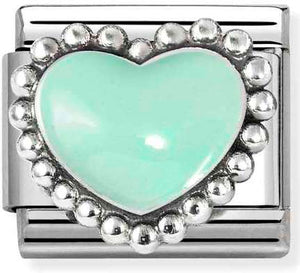 330204/35 Classic stainless steel, enamel , 925  silver Pastel green raised heart