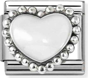 330204/36 Classic ,steel, enamel ,925 sterling silver White raised heart