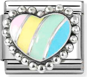 330204/37 Classic ,steel, enamel ,925 sterling silver Oastel striped heart