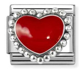 330204/39 Classic ,steel, enamel ,925 sterling silver Red raised heart