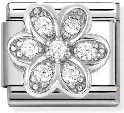 330322/06 CL SYMBOLS steel, Cz and 925 sterling silver RICH WHITE daisy