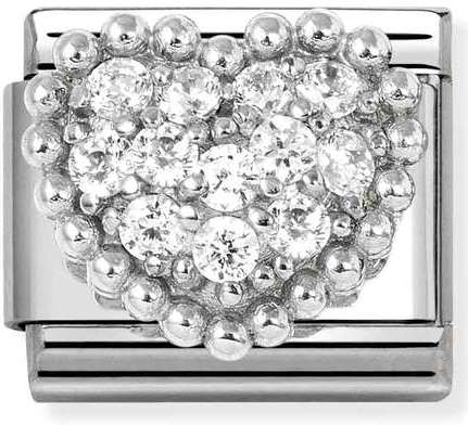 330322/07 CL SYMBOLS steel, Cz and 925 sterling silver RICH WHITE dot heart