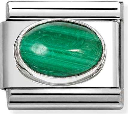 330510/48  Classic HARD STONES steel, 925  silver Malachite