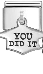 331811/10 Classic CHARMS steel,925silver YOU DID IT graduation hat