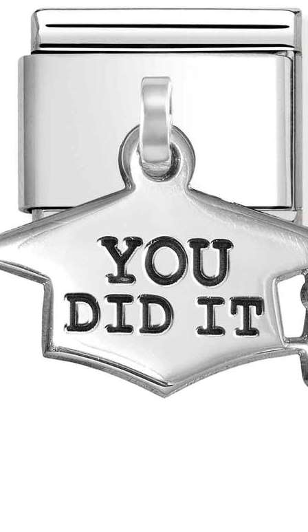 331811/10 Classic CHARMS steel,925silver YOU DID IT graduation hat