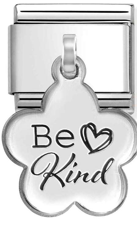 331811/12 Classic CHARMS steel, 925 sterling silver BE KIND flower