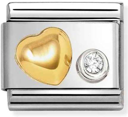 630301/02 Classic  steel, 750 gold, 925 silver & CZ Raised heart cz WHITE