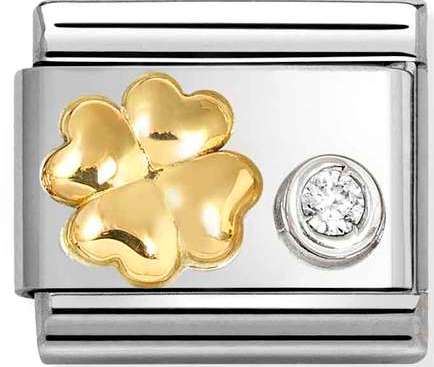 630301/03 Classic  steel, 750 gold, 925 silver & CZ Four leafed Clover
