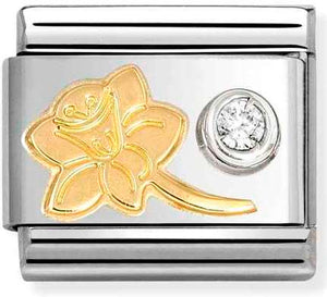 630301/05 Classic  steel, 750 gold, 925 silver, CZ Daffodil cz WHITE