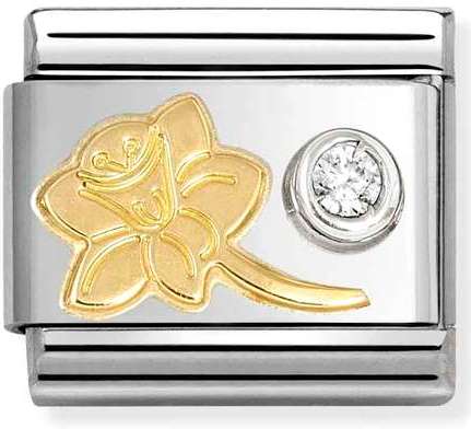 630301/05 Classic  steel, 750 gold, 925 silver, CZ Daffodil cz WHITE