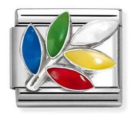 330204/41 Classic ,steel, enamel ,925 sterling silver Rainbow Olive branch